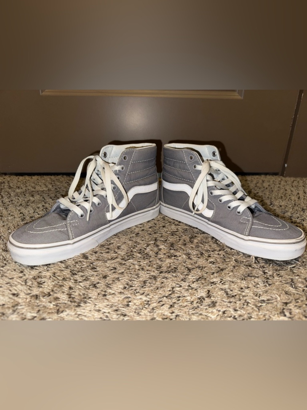 Vans Grey and White Sk8-Hi Sneakers